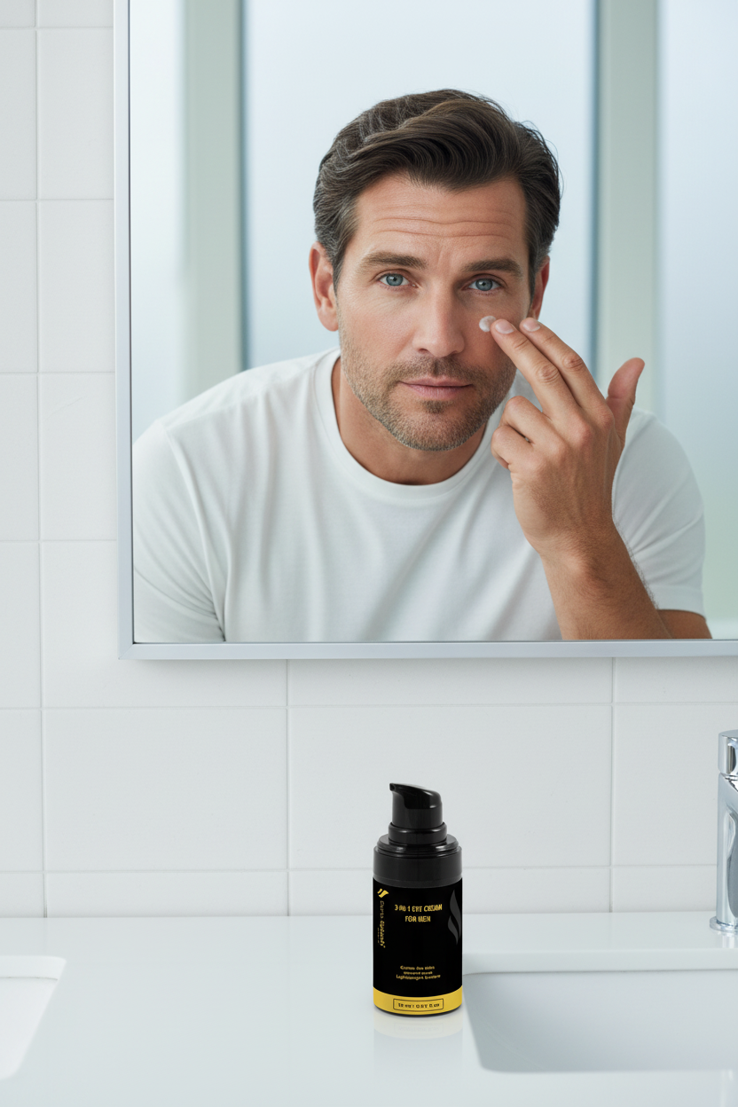 3-in-1 Eye Cream for Men with Model