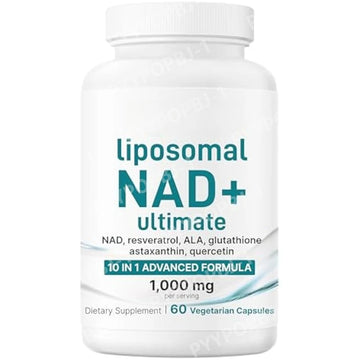 Micro Ingredients Liposomal NAD+ Ultimate Complex 1,000mg | 60 Veggie Capsules | NMN Pathway Formula | 10-in-1 with Glutathione