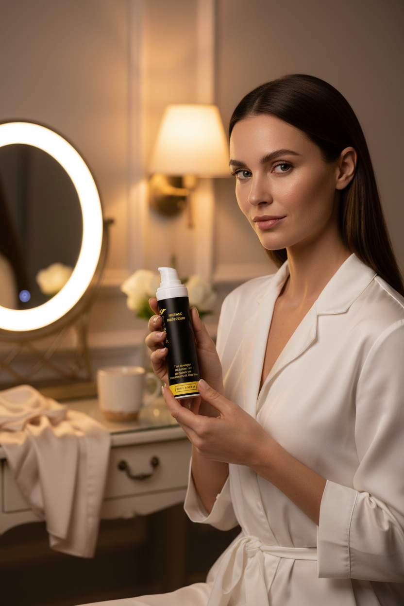 Anti-Age Night Cream with Model