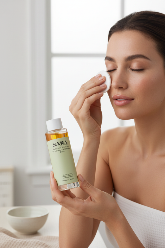 BiPhasic Make-up Remover with Model