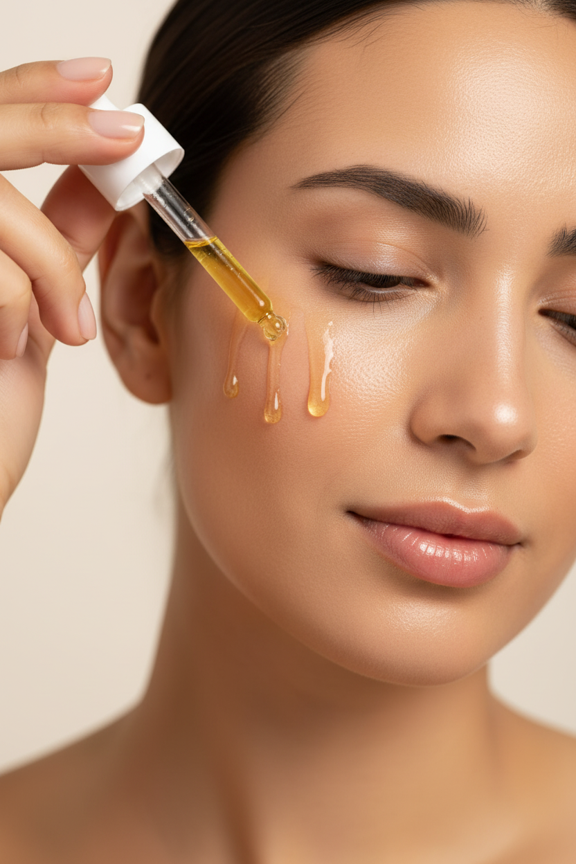 Calming Facial Oil with Model