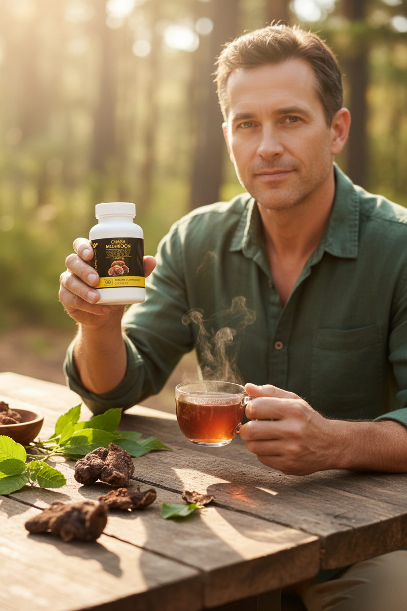 Chaga Mushroom Antioxidant Superfood with Model
