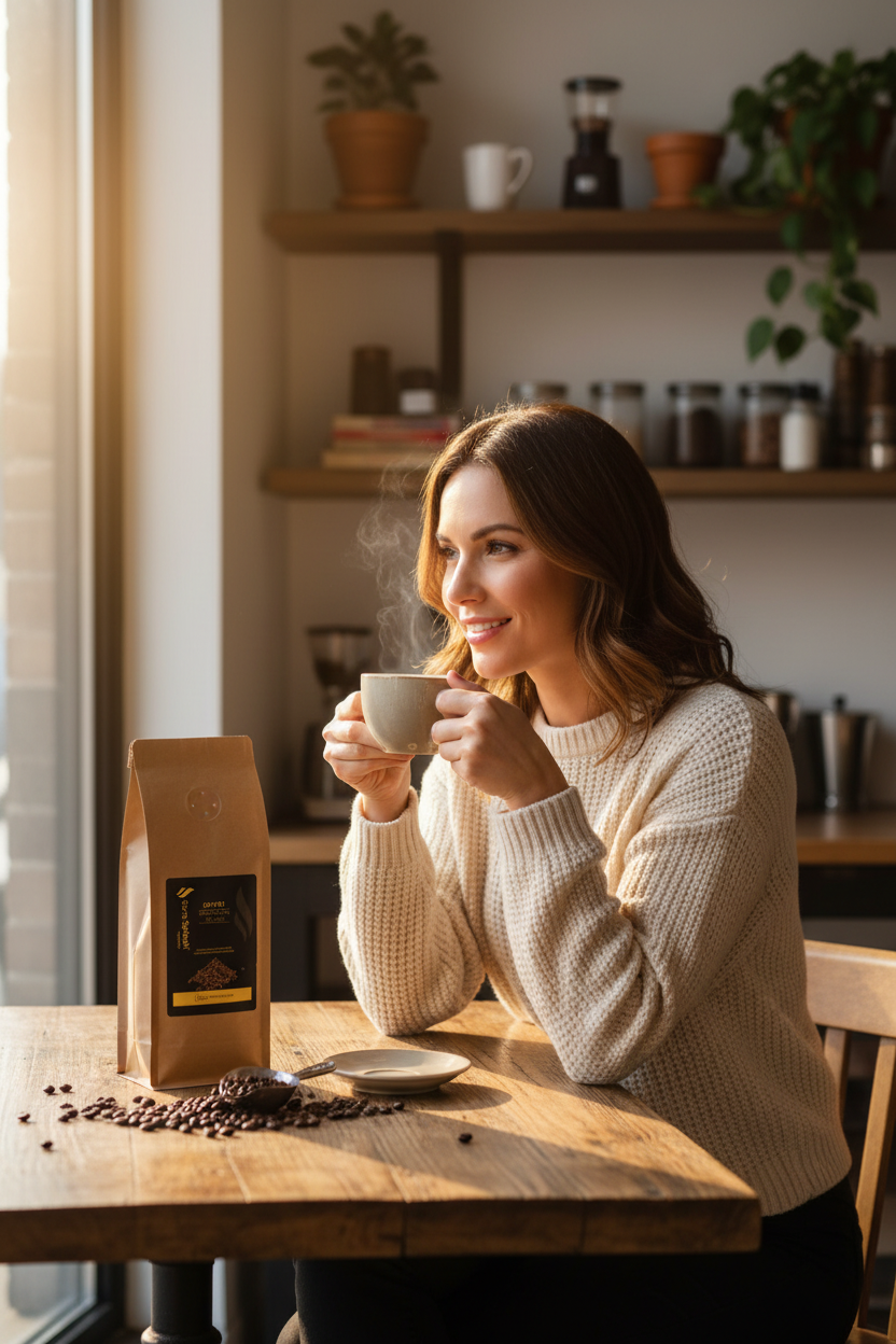 Coffee Brazilian Blend with Model