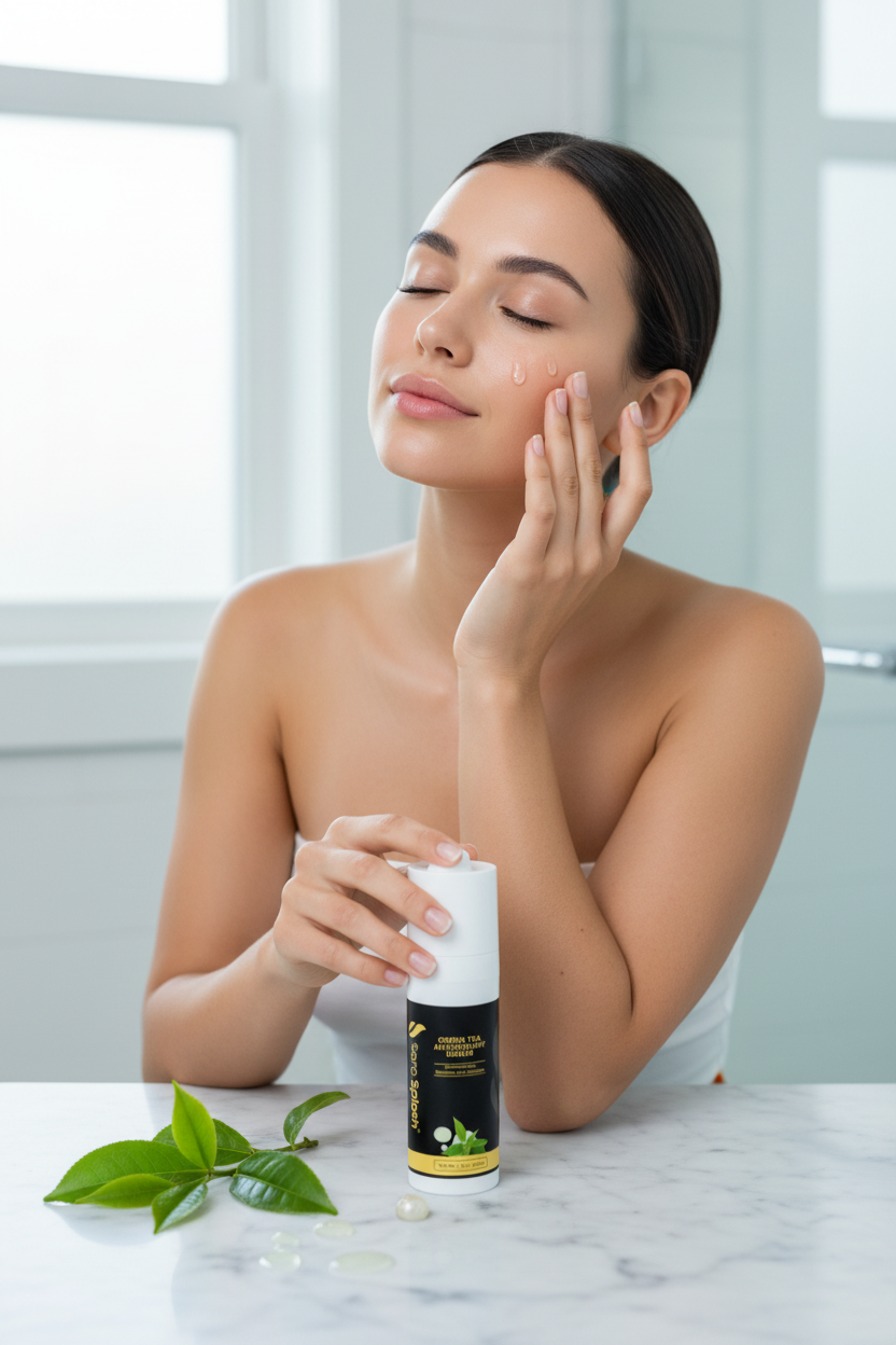 Green Tea Antioxidant Serum Bathroom Model