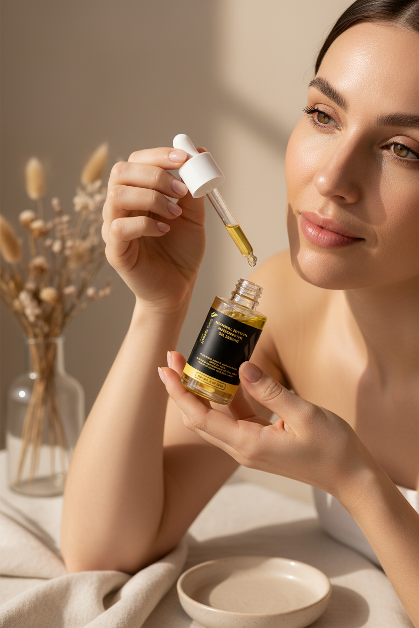 Natural Retinol Alternative Oil Serum with Model