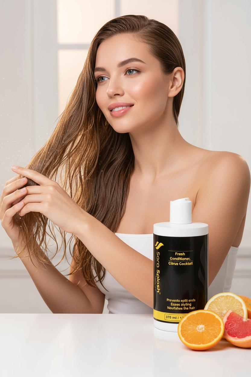 Sara Splash Fresh Conditioner Citrus Cocktail with Model