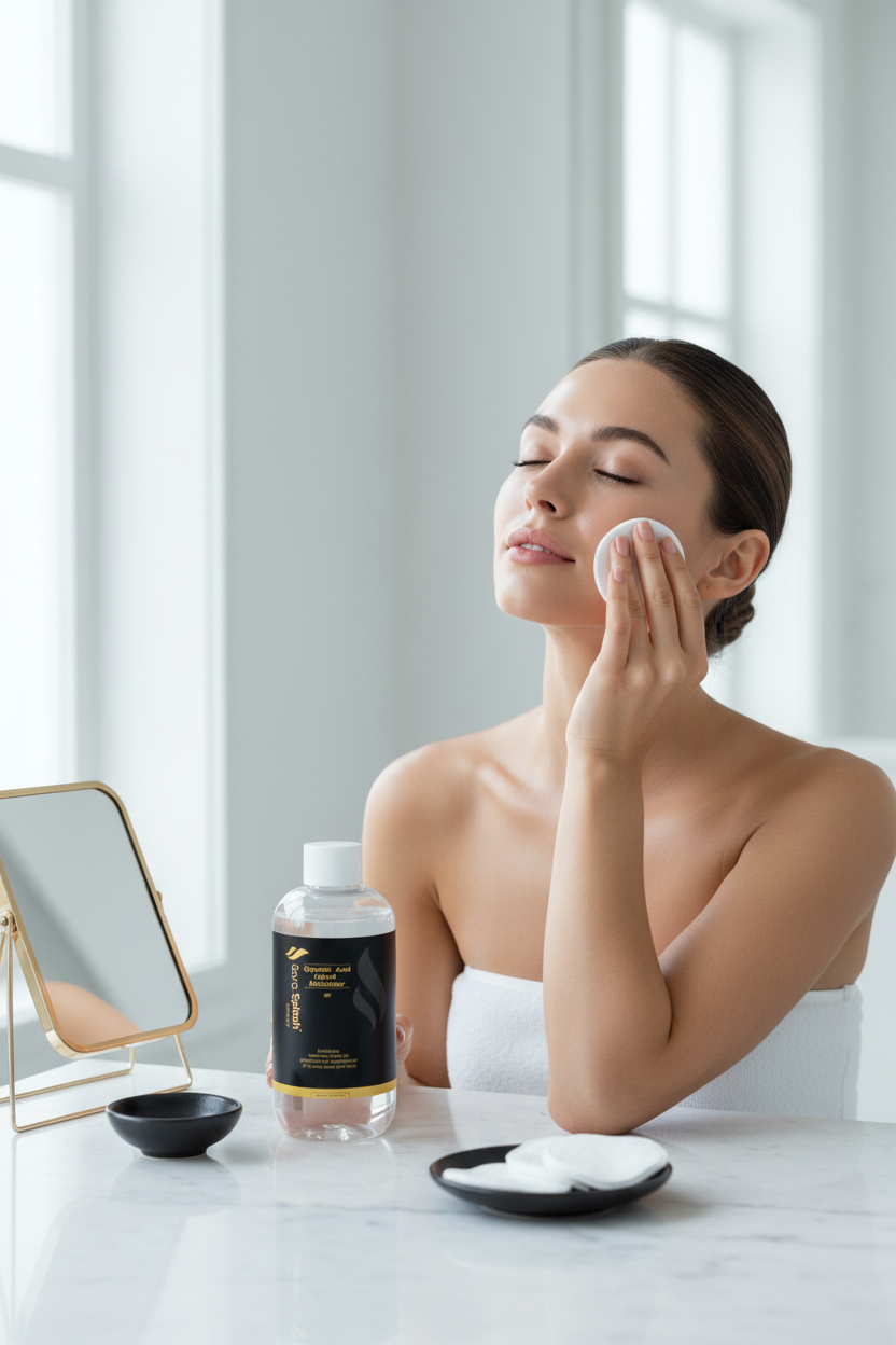 Sara Splash Glycolic Acid Liquid Exfoliator with Model