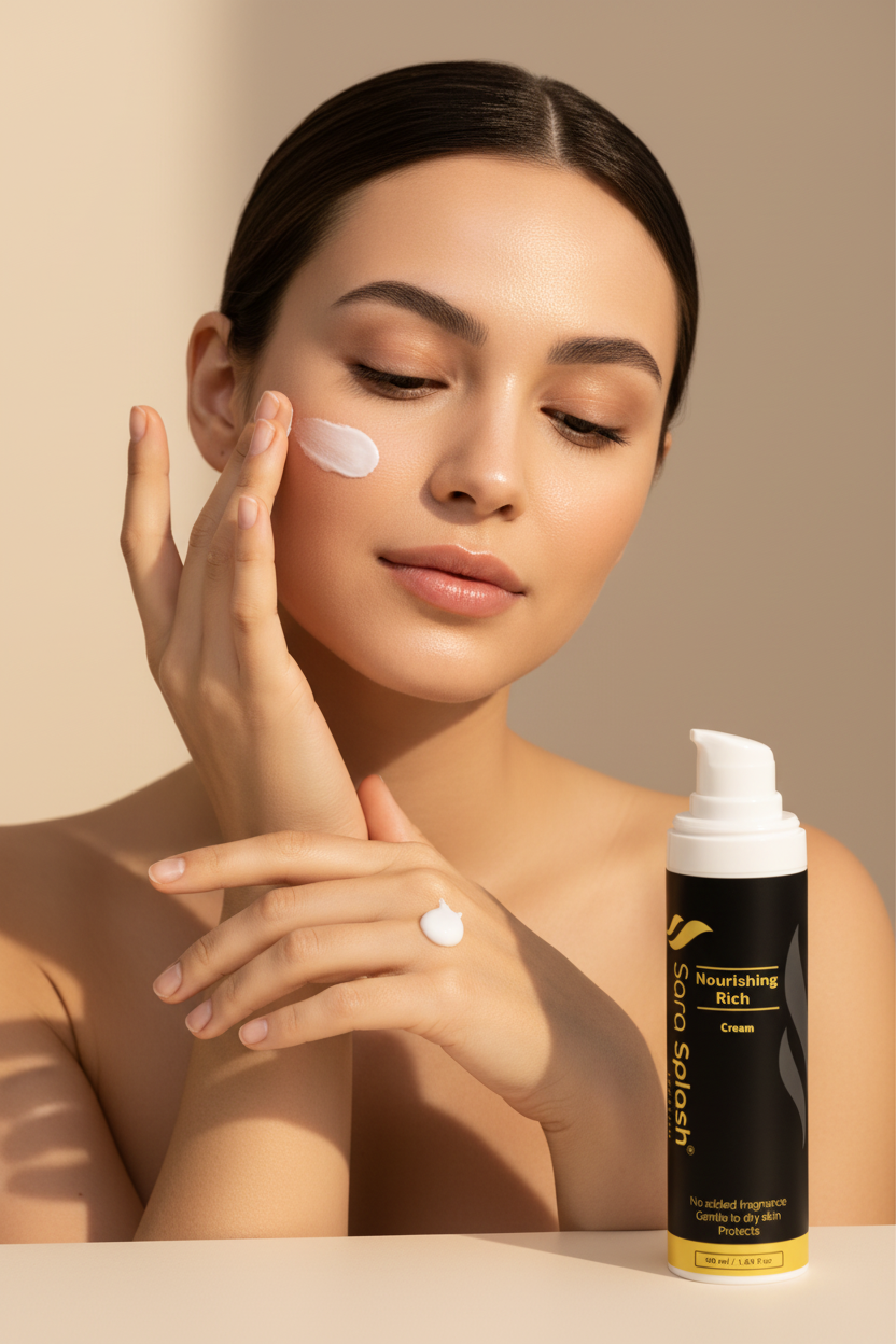 Sara Splash Nourishing Rich Cream with Model