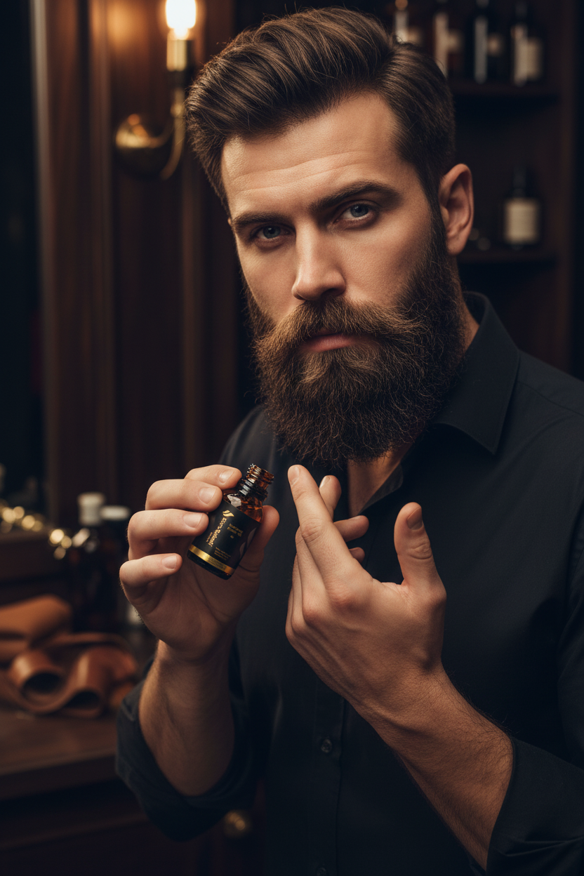 Sara Splash Softening Beard Oil with Model