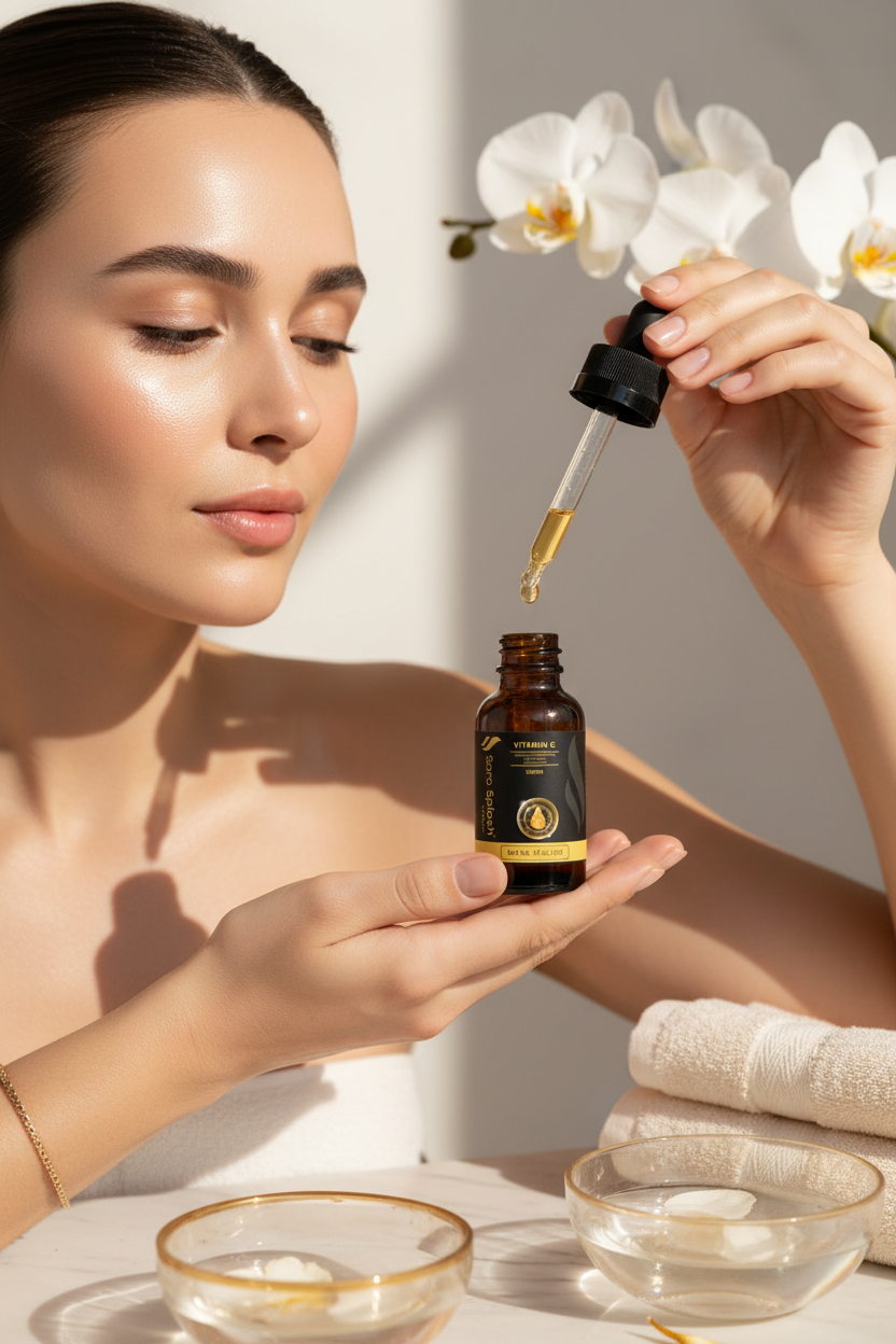 Sara Splash Vitamin C Serum with Model