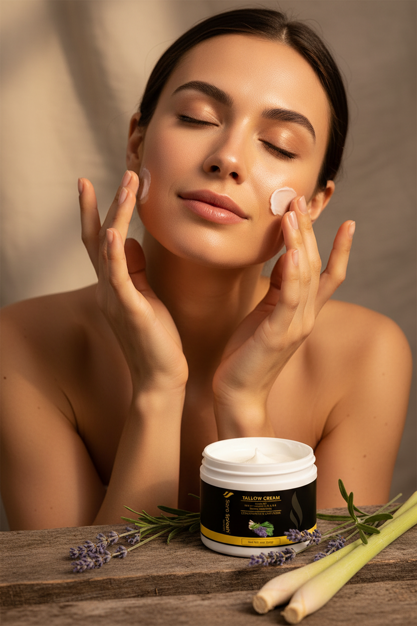 Tallow Cream Lemongrass & Lavender – Model Editorial