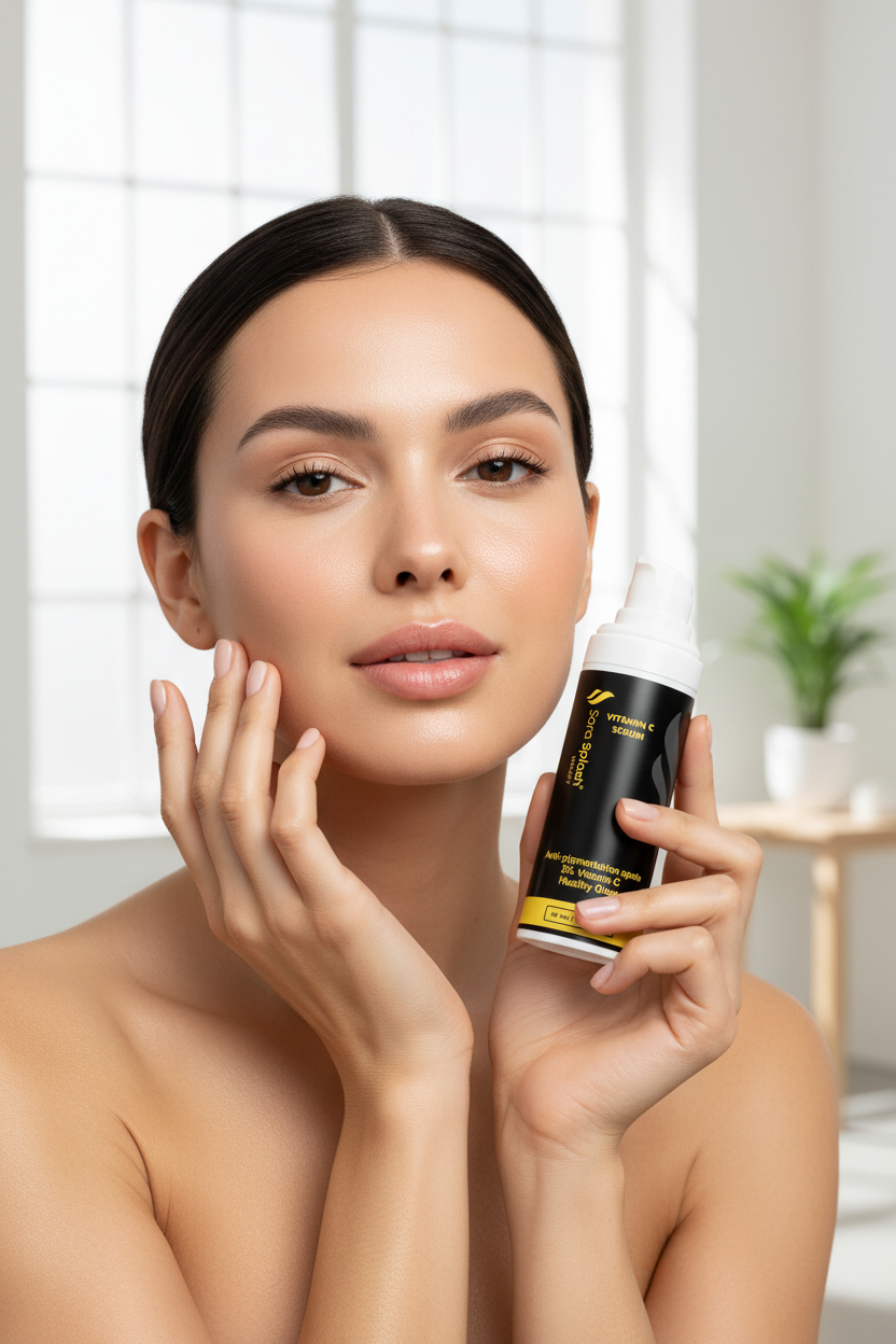 Vitamin C Serum with Model