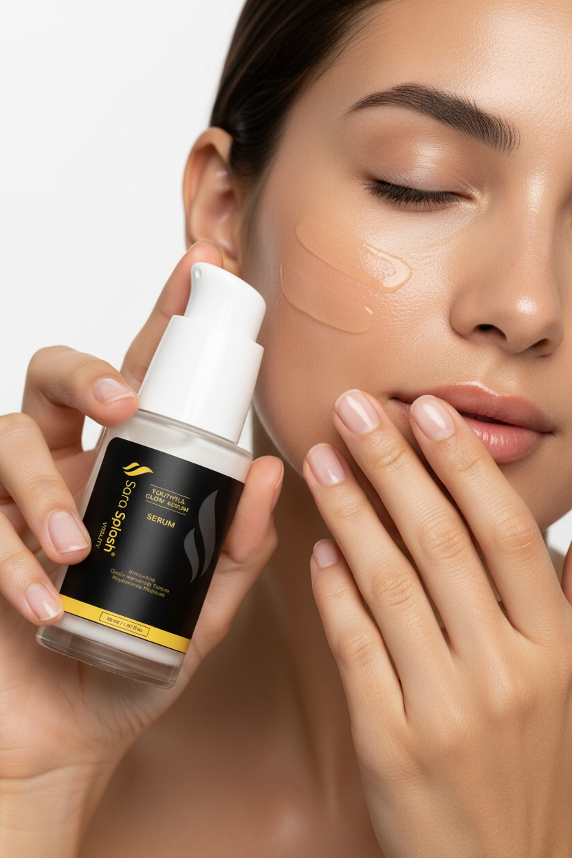 Youthful Glow Serum with Model